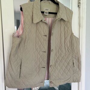 L.L. Bean Beige Quilted Vest
